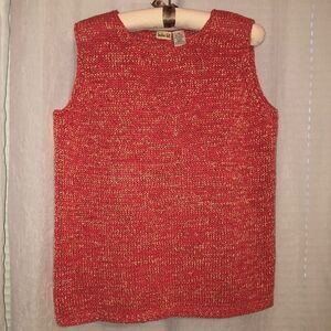 Linden Hill XL Coral Gold Knit Sleeveless Tank Top